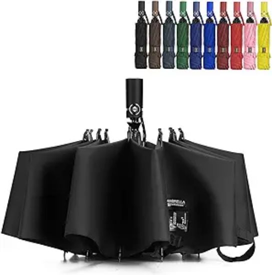 Picture of LANBRELLA Compact Reverse Folding Umbrella Auto Windproof Travel Umbrella